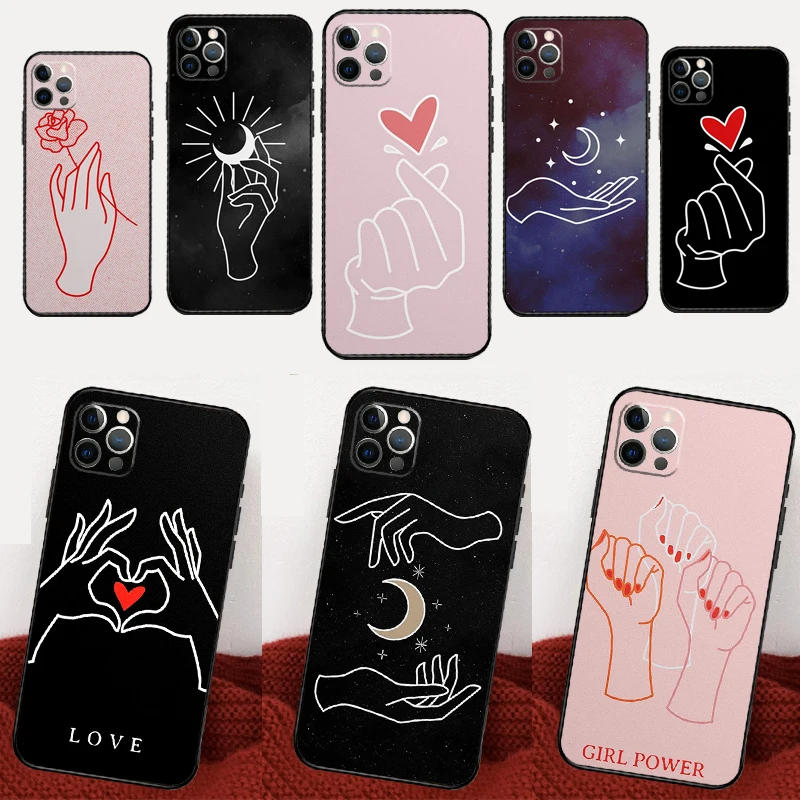 Hand Holding Moon Finger Heart For Samsung Galaxy A16 A26 A36 A56 A14 A54 A12 A32 A52 A13 A33 A53 A15 A35 A55 A17 A57 Case