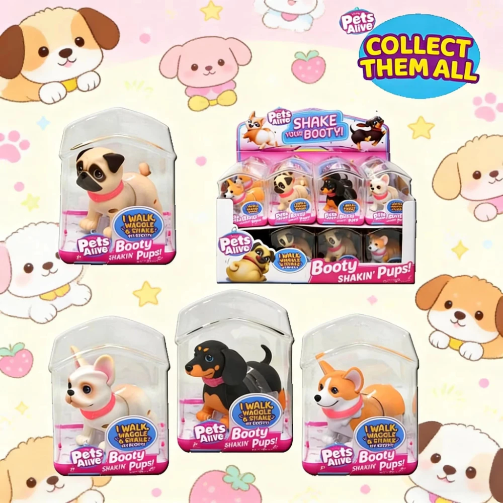 

Pets Alive Booty Shakin' Pups Corgi Pug Bulldog by ZURU Interactive Mini Dog Toys That Walk Waggle and Booty Shake Electronic