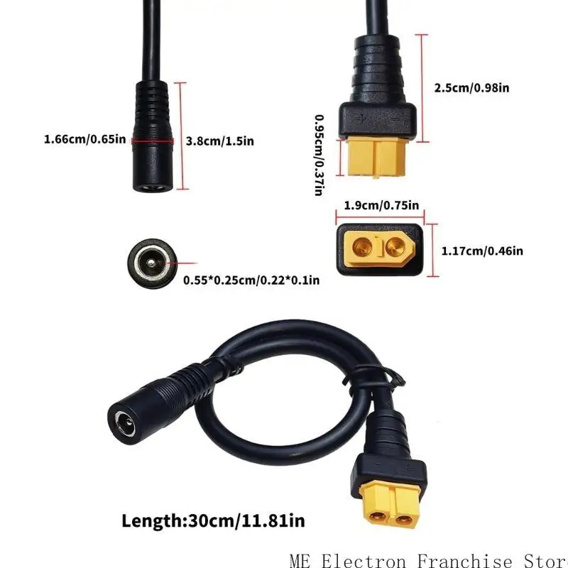 T5EA 12AWG XT60 أنثى إلى DC5525 كابل الطاقة الإناث لأنظمة تخزين الطاقة