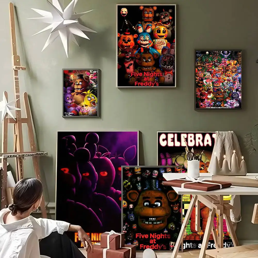 Fnaf Five-nights-At-Freddys Classic Classic Vintage Posters Decoracion Painting Wall Art White Kraft Paper Kawaii Room Decor