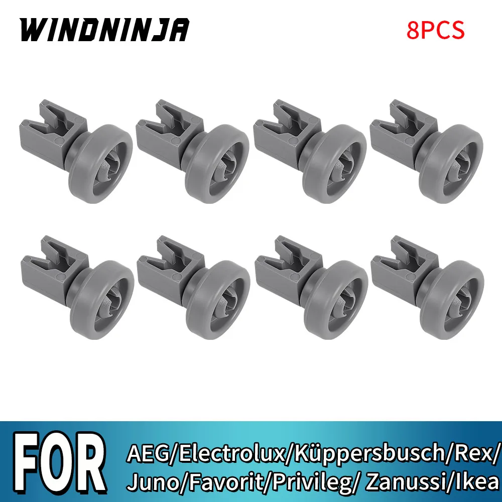 8PCS Dishwasher Basket Wheel For AEG For Electrolux For Küppersbusch For Favorit For Privileg For Zanussi For Ikea Wheel