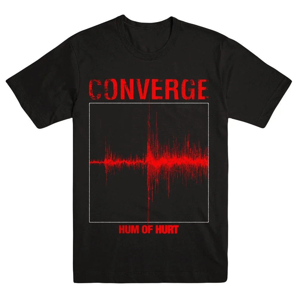 CONVERGE Hum of Hurt T-shirt à bande rouge en coton pour hommes et femmes, Streetwear d'été