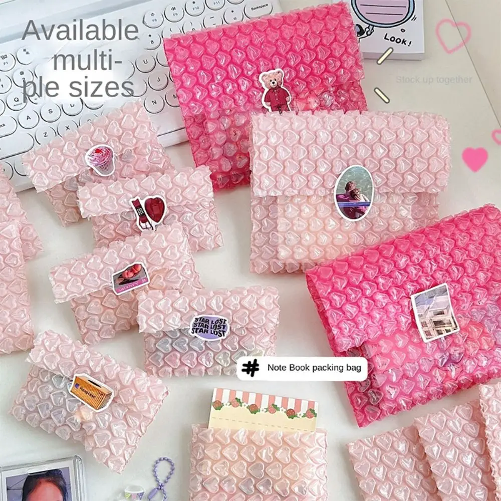 Borsa a bolle portatile a forma di cuore da 10 pezzi, pellicola a bolle rosa antiurto, confezione autosigillante in PE, borsa postale per piccole imprese