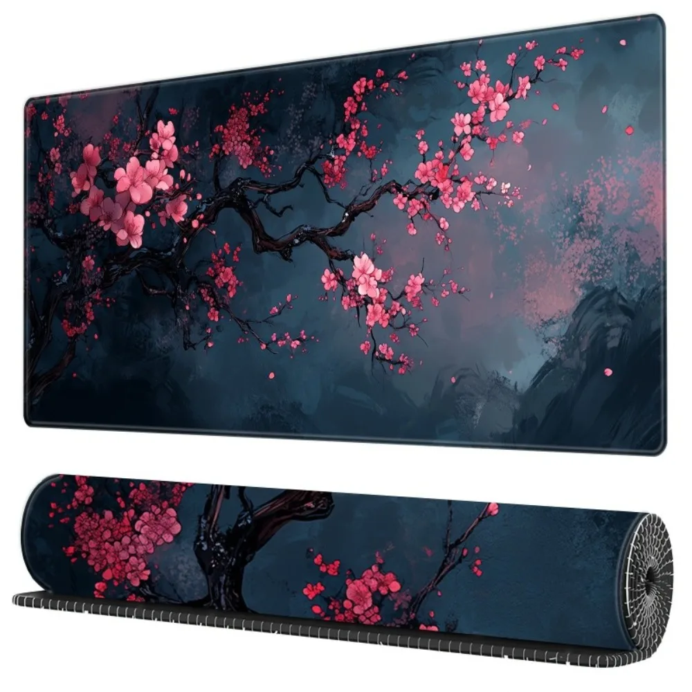 CIFbuy Großes Sakura Gaming-Mauspad, waschbare Gummi-Schreibtischunterlage, rutschfeste Unterseite, japanisches Büro-Computer-Tastatur-Verlängerungspad