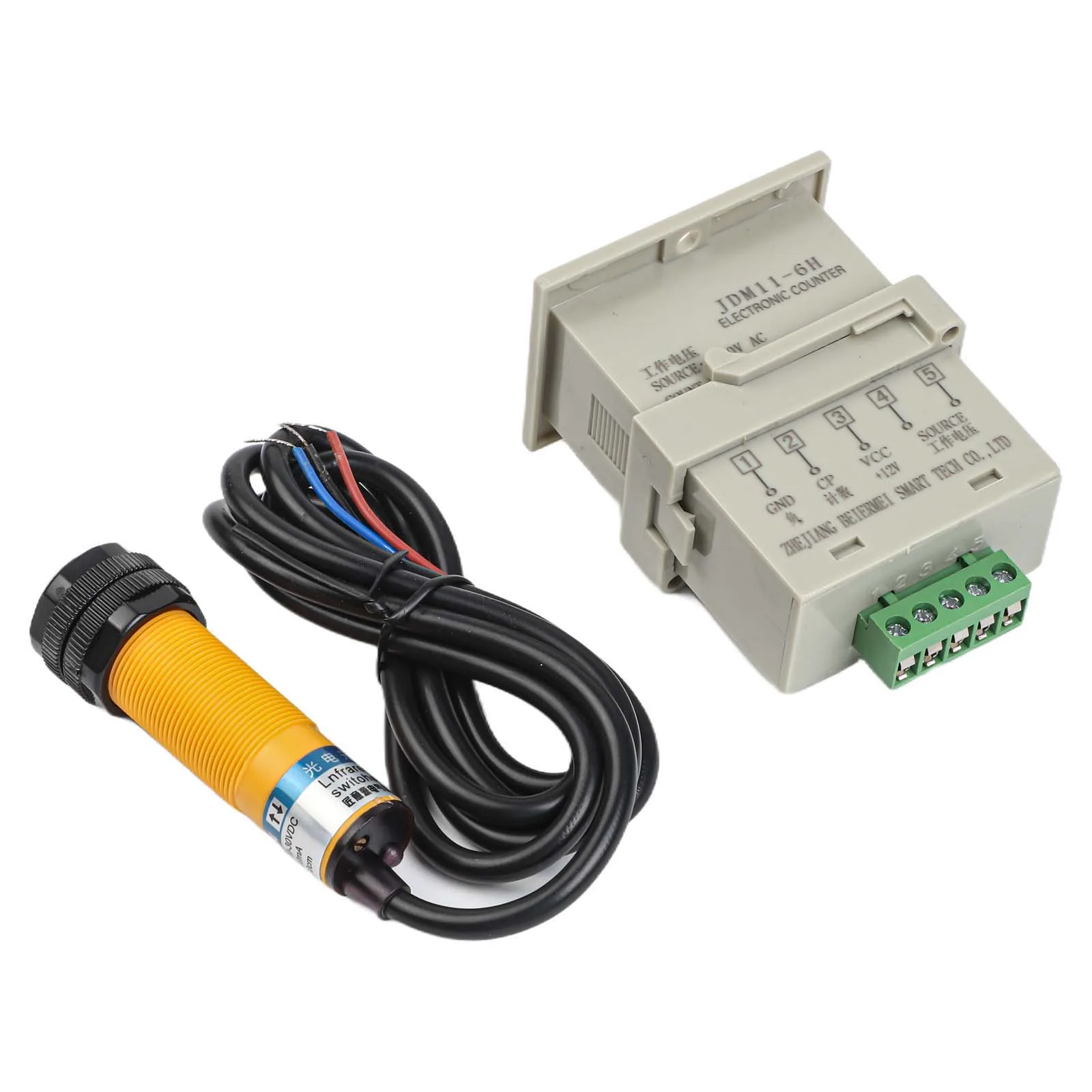 6 Digit LED Display Counter 0-999999 With NPN Photoelectric Sensor Switch For Industrial Automation Object Detection AC 220V
