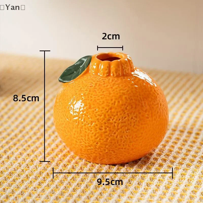 セラミック花瓶、家の装飾用のオレンジの花瓶、装飾花瓶フルーツシェイプ花瓶卓上装飾花瓶テーブルセンターピース装飾
