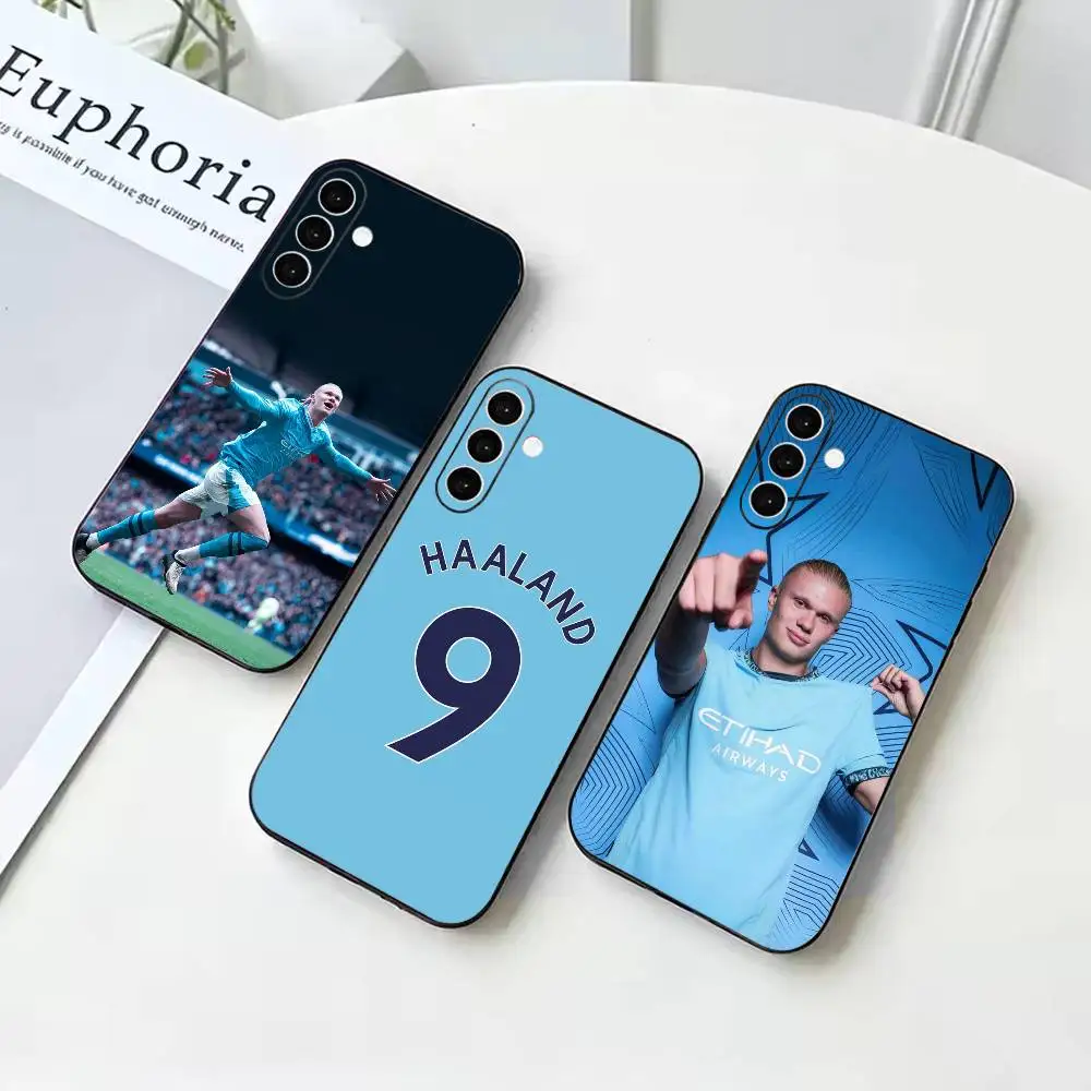 F-Football E-Erling H-Haaland  Black Soft Silicone Phone Case For Samsung Galaxy A73 72 71 70 53 52 51