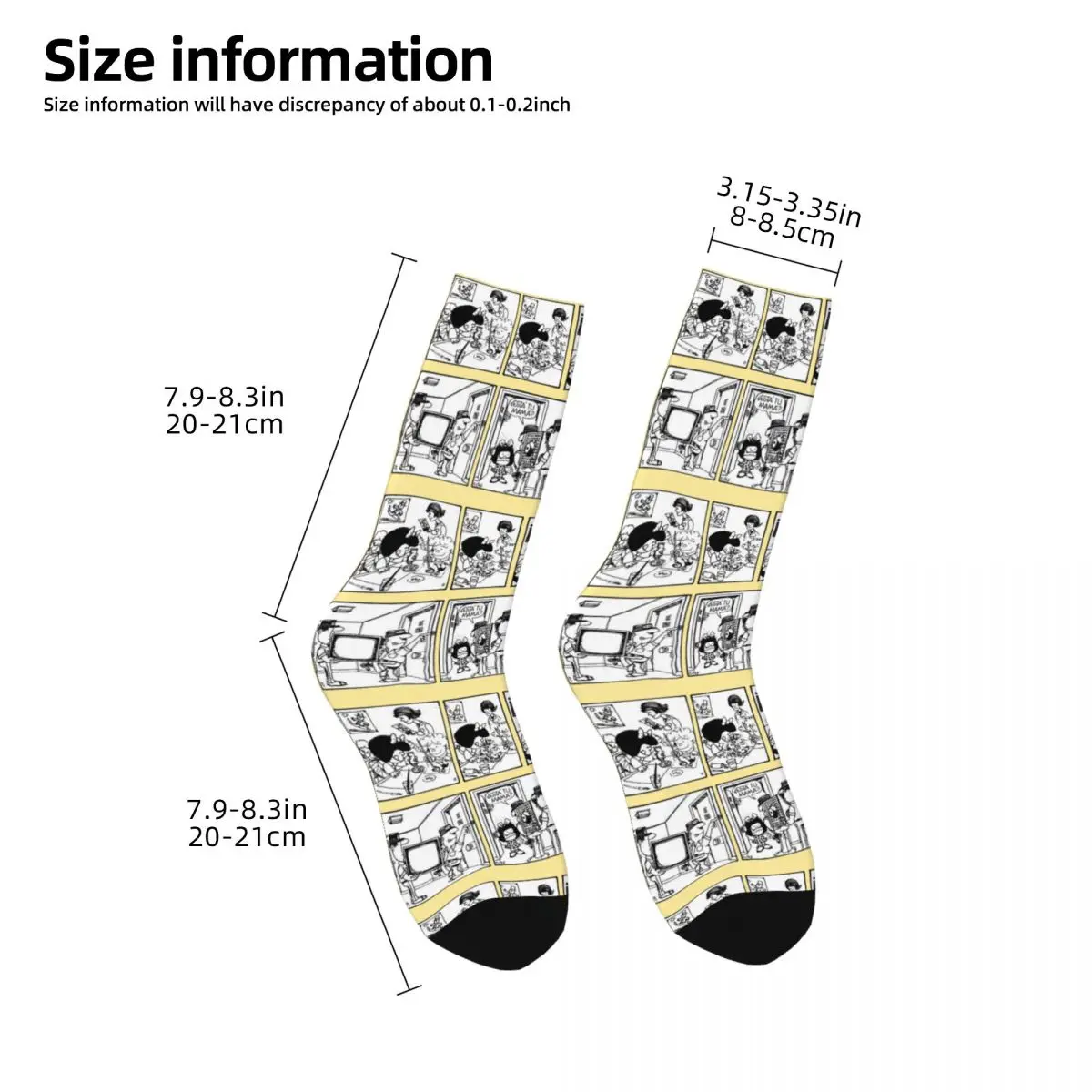 Mafalda Collage lovely kawayi Unisex Winter 3D Socks Outdoor Happy Socks Street Style Crazy Sock