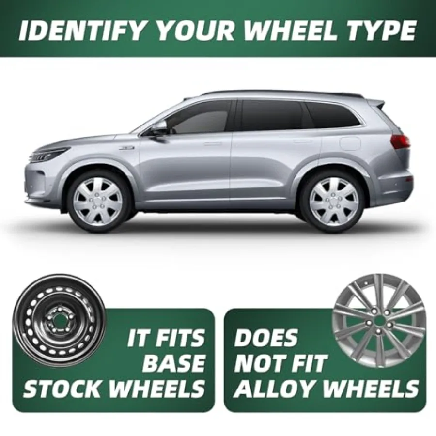 16インチ ホイールハブキャップ シルバー 7スポークデザイン スチールホイール用 ユニバーサルフィット 4個セット