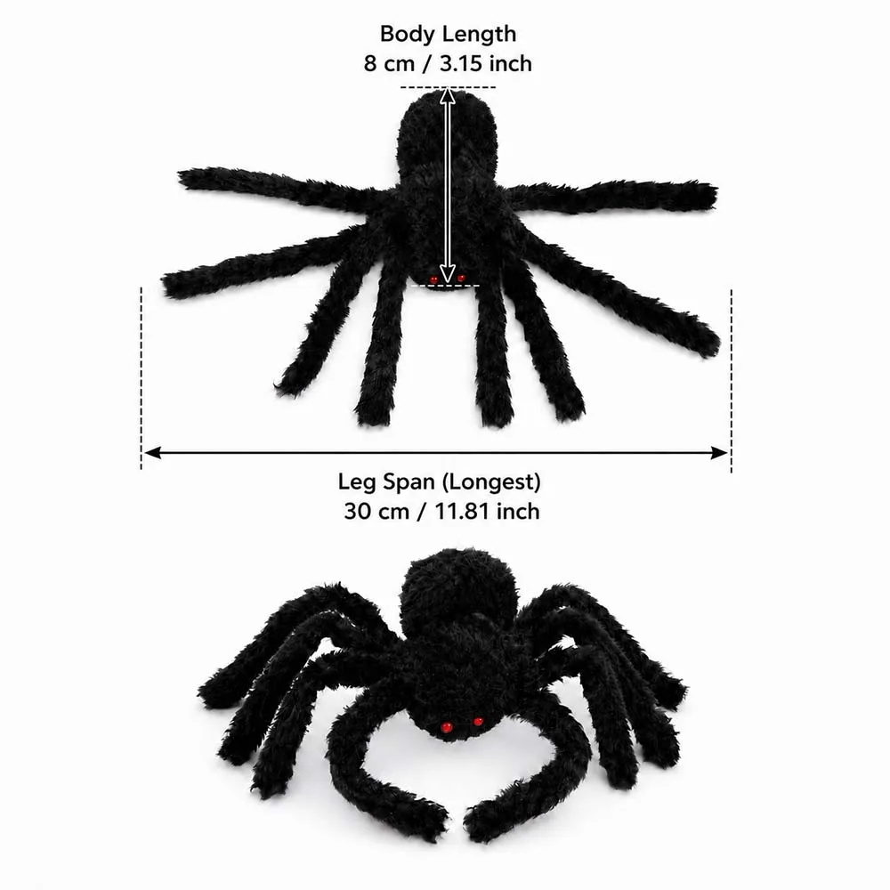 Große Schwarze Spinne für Halloween, Riesige Spinnendekoration, Professionelles Zubehör, für Außenbereich, Gruselige Dekoration