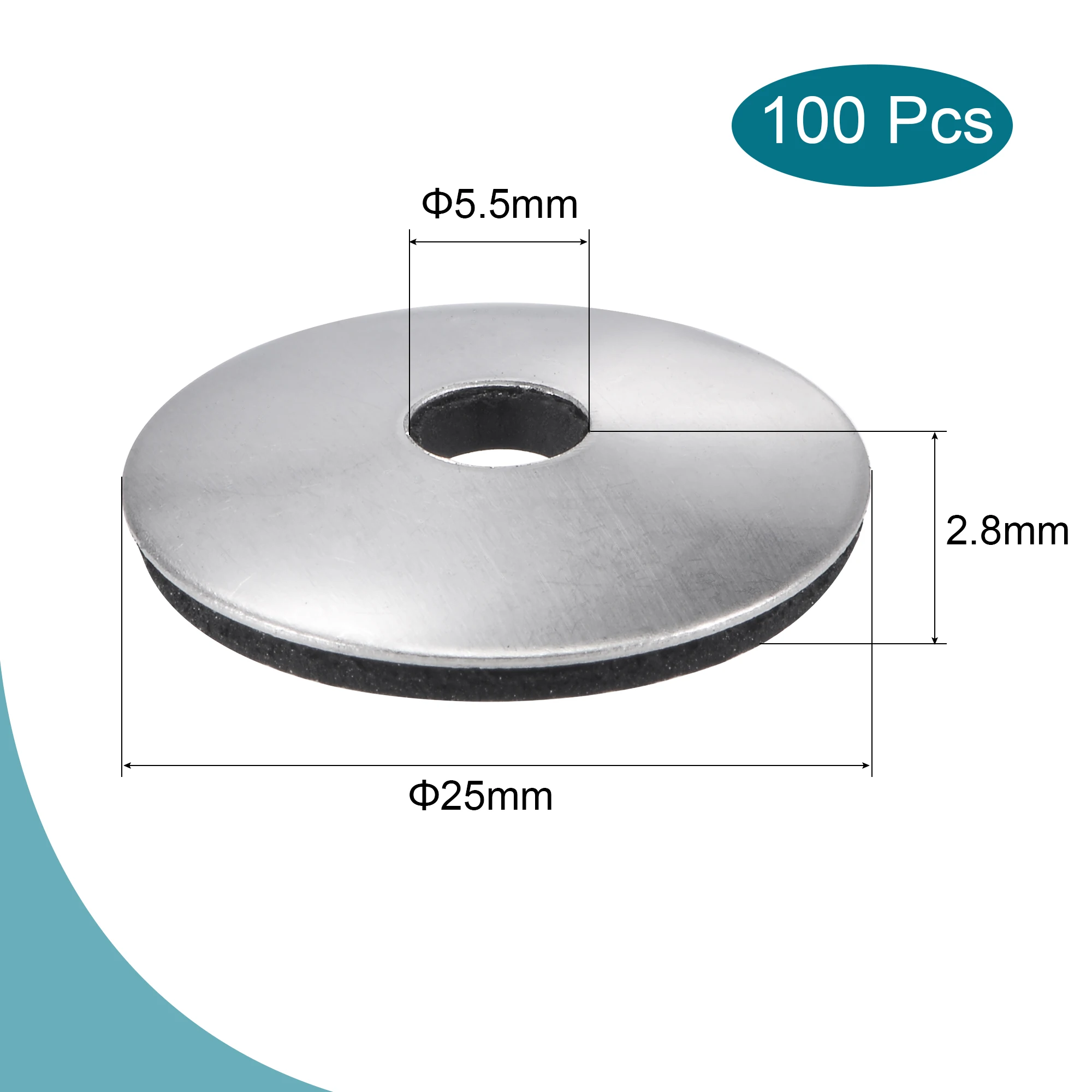 Arandelas de sellado adheridas de 100 piezas, junta de tornillo con respaldo de goma EPDM de acero inoxidable, sirve como cojín que protege las vibraciones