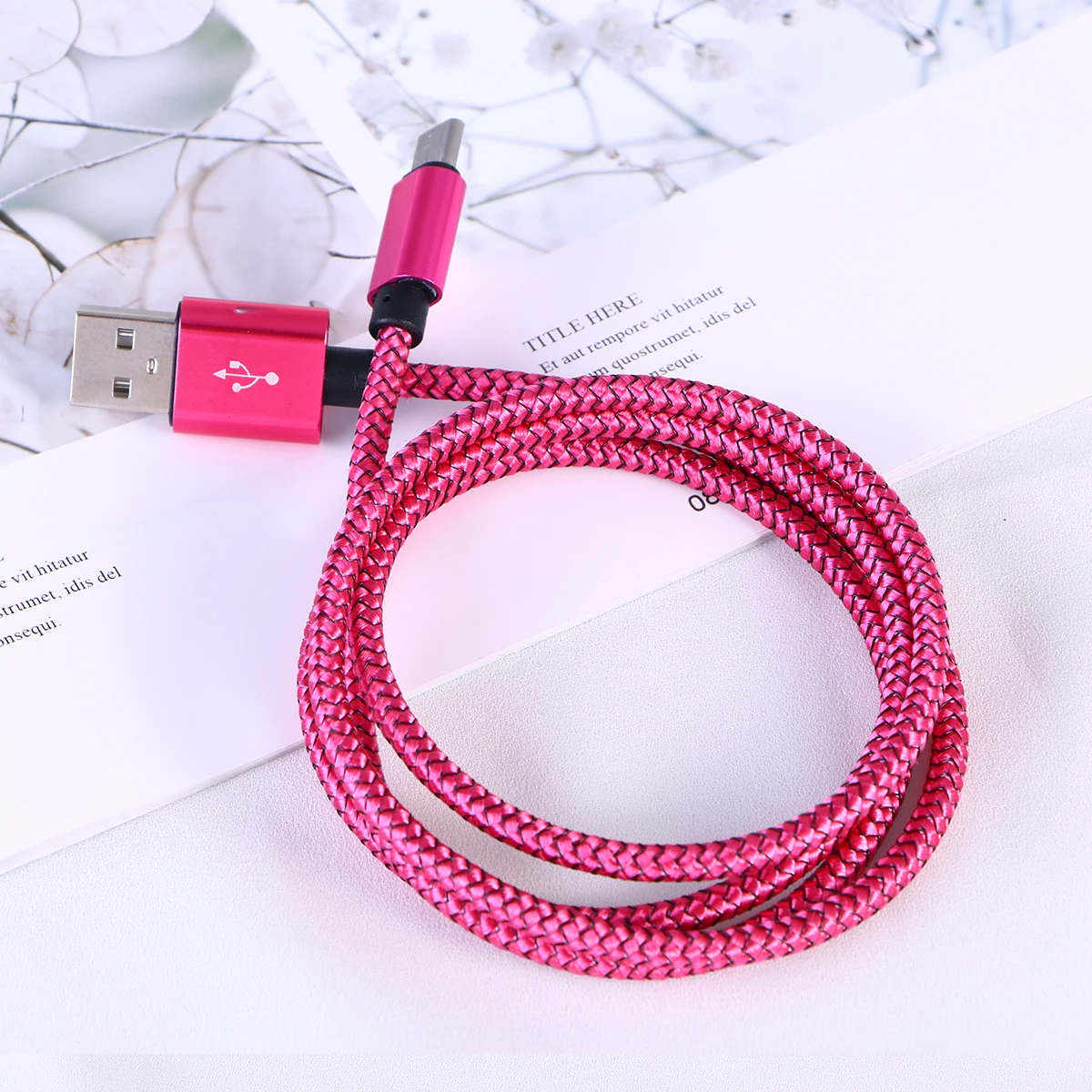 

Fast Charging Data Cable Usb Cord Braided Cell Phone Cords Type Earth Tones Rosy