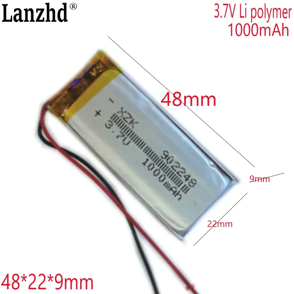 

902248 Li Polymer lithium battery 1000MAH 3.7V For Sex products Recording pen K Gebao beauty instrument LED light