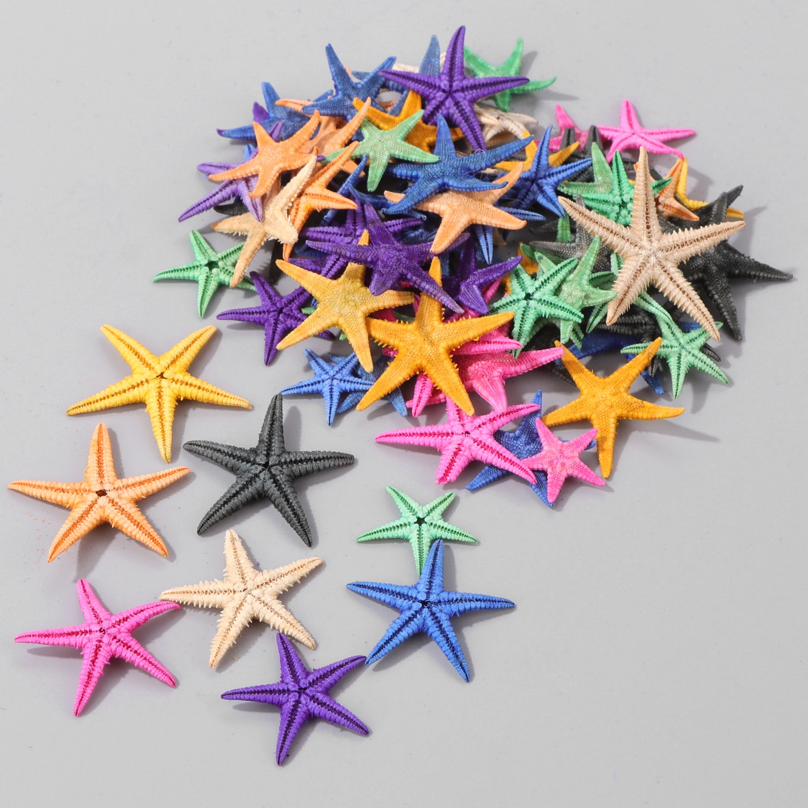 5g Appr.100pcs Mini Starfish Craft 8-26mm Irregular Natural Dyed Seashell Sea Stars For Beach Cottage Wedding Home Decoration