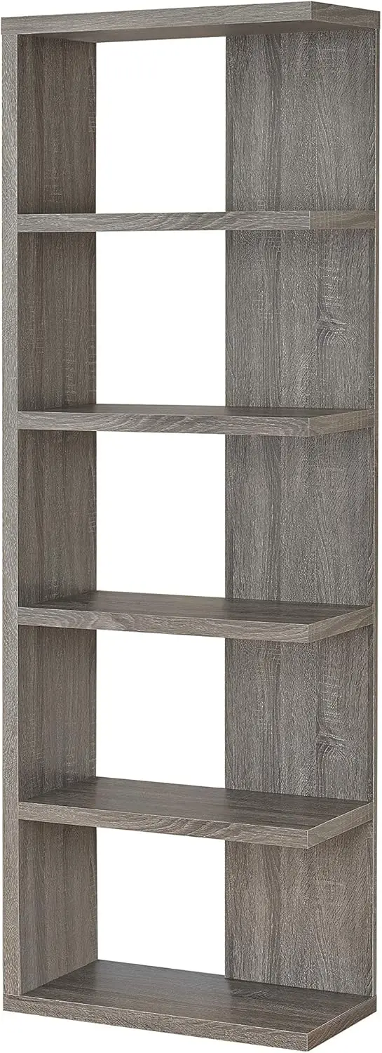 

5-Tier Semi-Backless Bookcase Weathered Grey, 11.5"" d x 23.5"" w x 70.75"" h (800553) Plate for cooking Air fryer basket