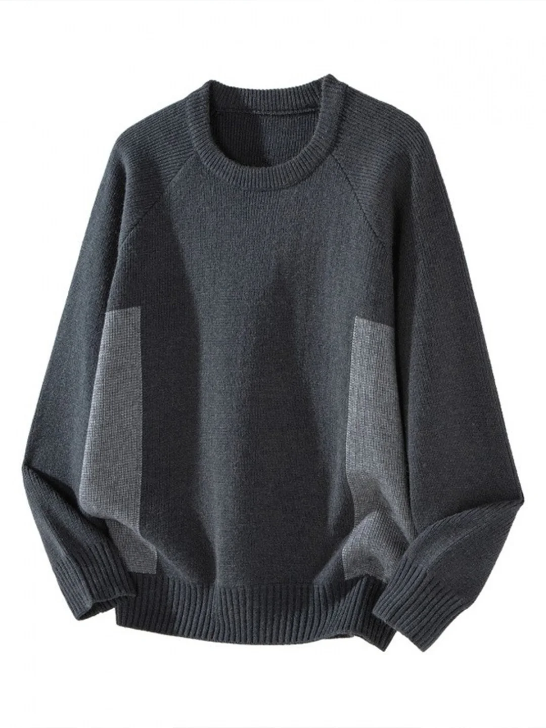 

American Retro Spliced Color Blo Men's Sweater Ne round Knitted Winter Faionable Long Sve Inner Wear Casual Top