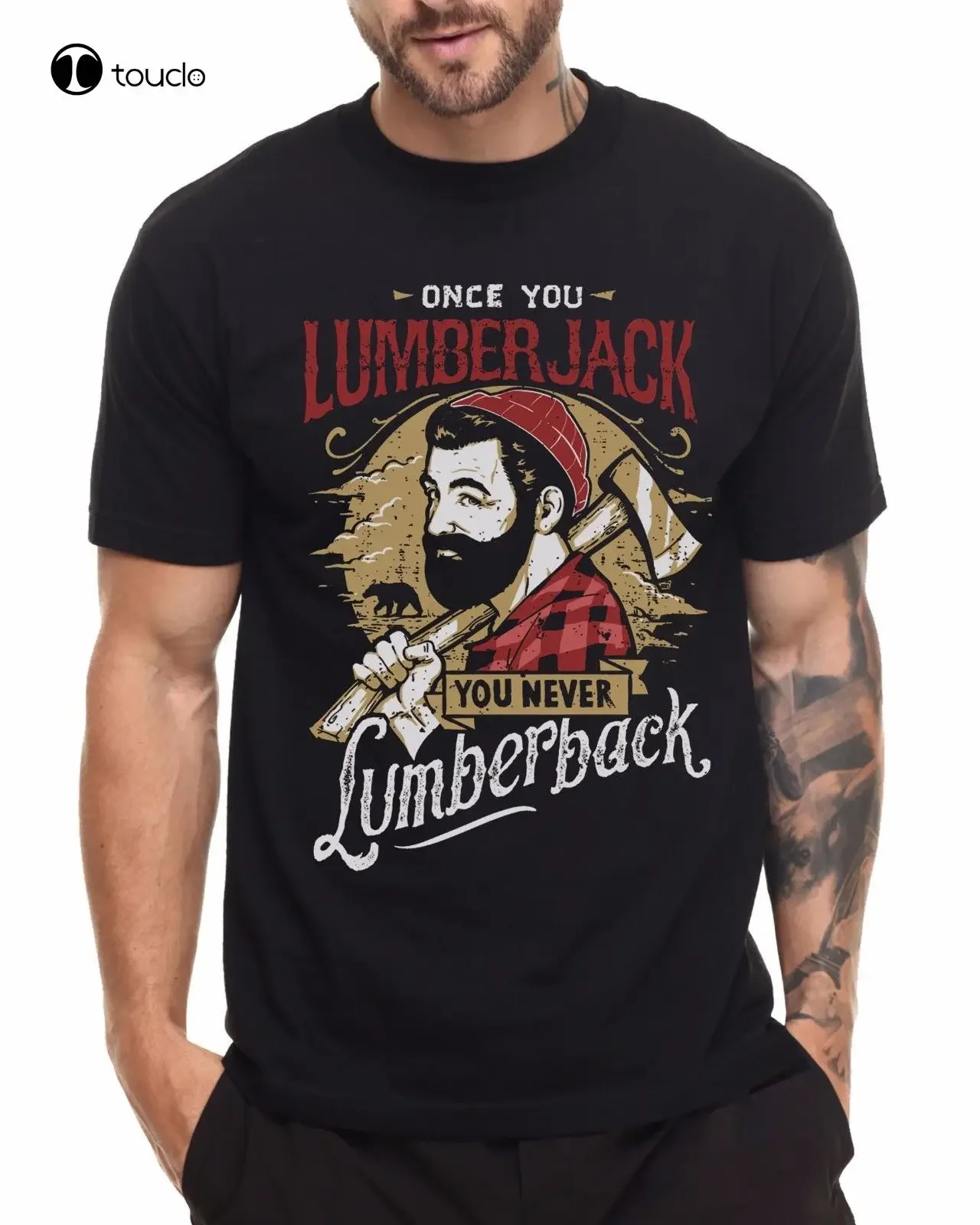 Camiseta de leñador con cortador de madera, camiseta para hombre con barba Chopper, camisetas de algodón de manga corta para Fitness, camiseta Normal