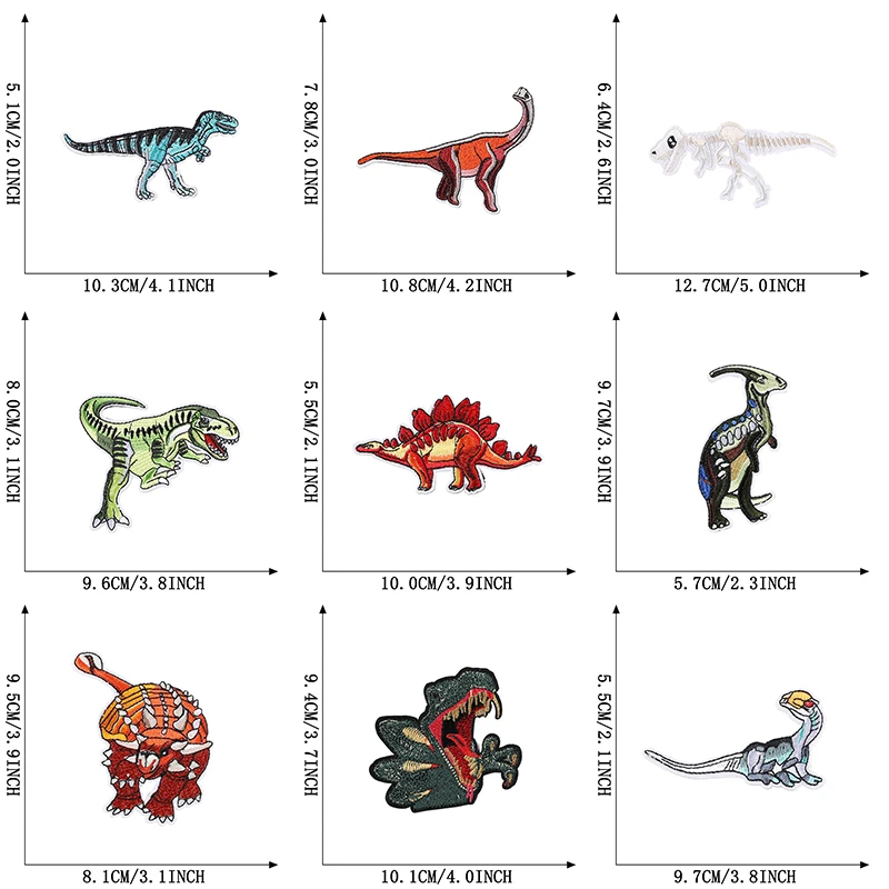 15pcs Lot Dinosaur Iron On Patches For Clothes Kids Embroidered Animals Jacket Sew Set Pack Boys Parches In Bulk Thermal Anime