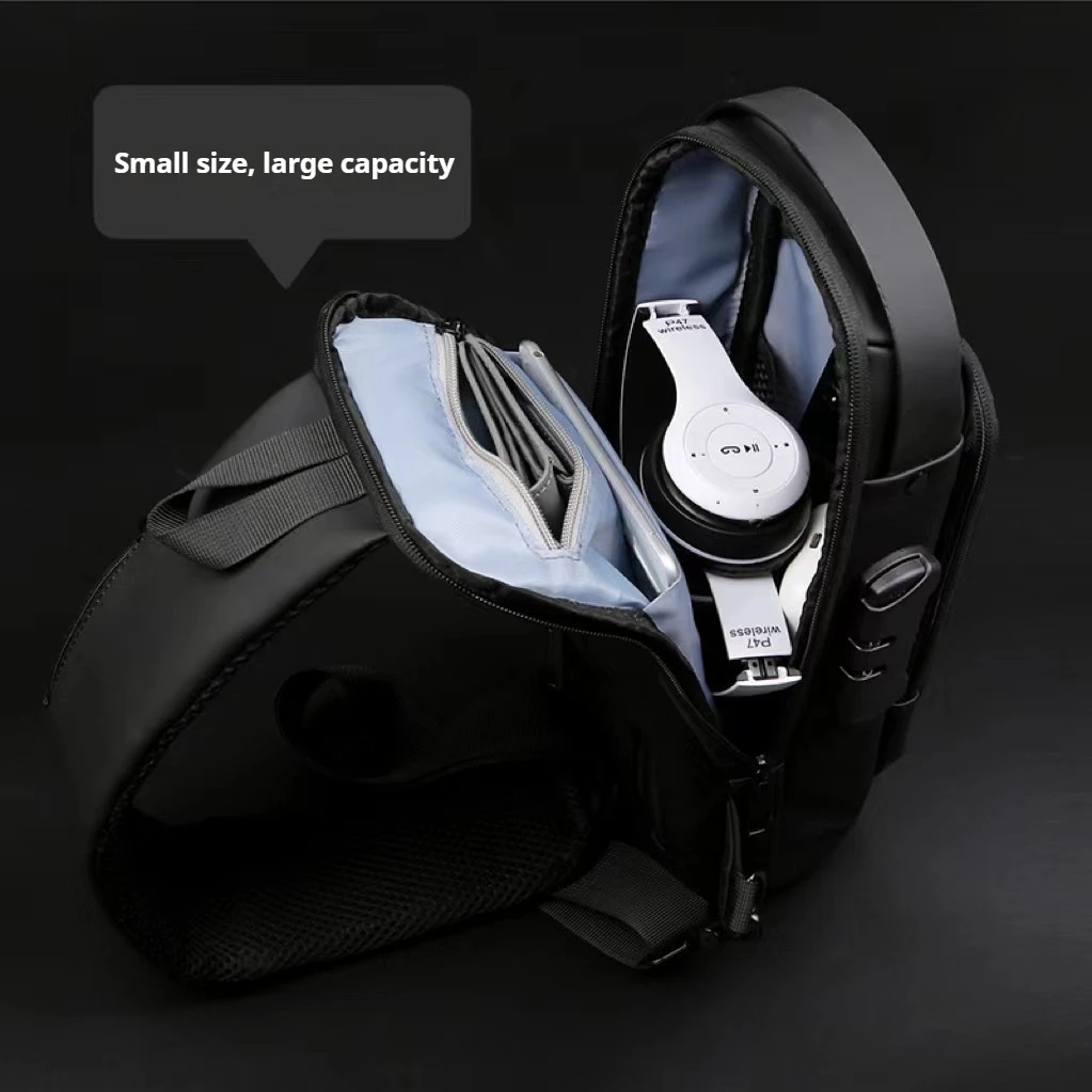Men's Multifunction Anti-theft USB Shoulder Bag Password Lock Chest Bag Travel Sling Chest Bags Pack Messenger Pack for Male image 4