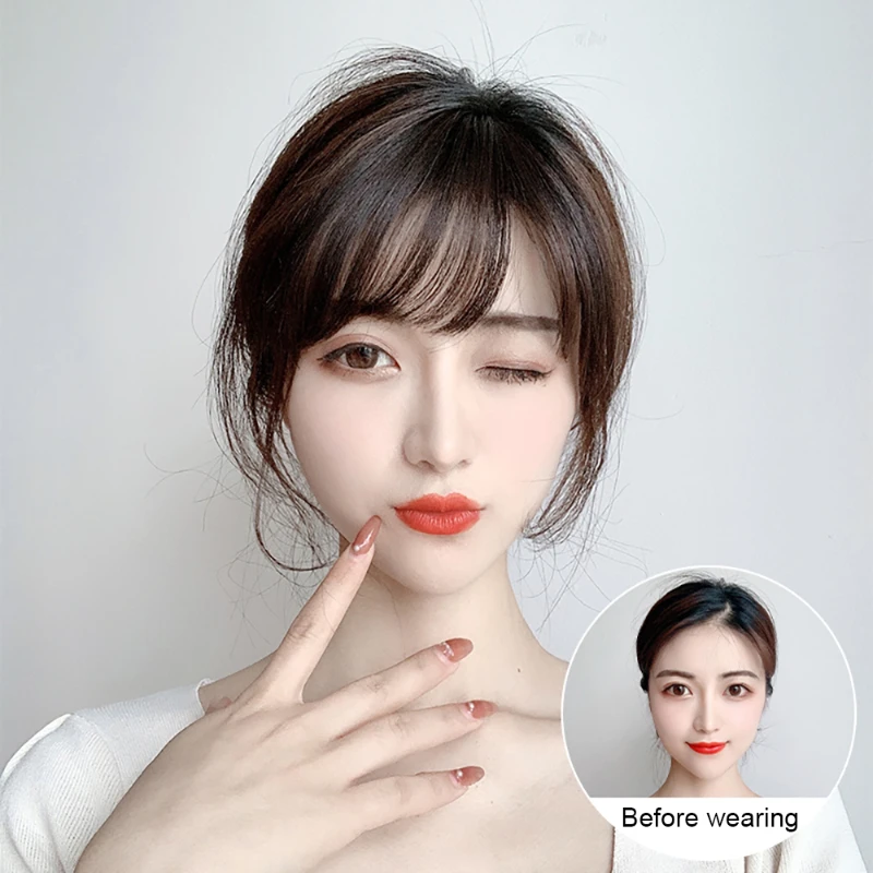 Fashion Hand-woven Breeze Bangs Mini Lightweight Oblique Wig Piece with Its Own Curved Airy Feel Suitable for Women Daily Use