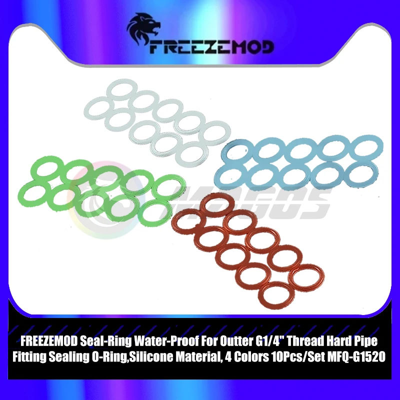 Seal-Ring Water-Proof for Outter G1/4'' Thread Hard Pipe Fitting Sealing O-Ring, Silicone Material,4 Colors 10Pcs/Set