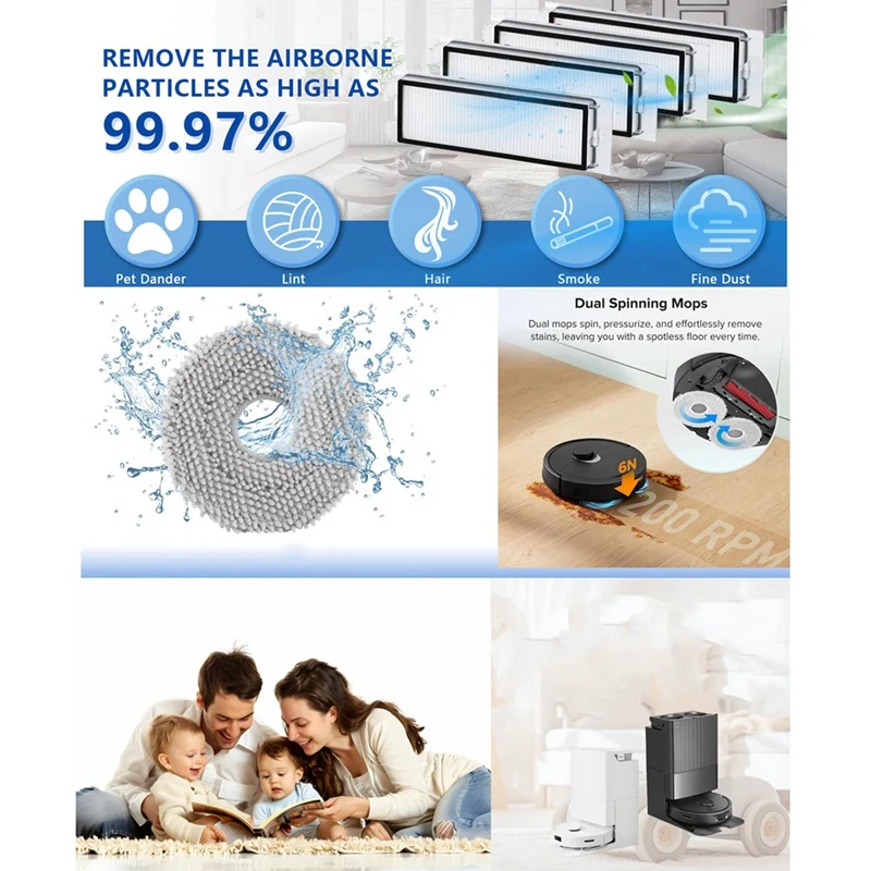 【Berserkk】Kit di pulizia robot per pulizia per kit di accessori Roborock Q Revo, inclusa spazzola principale, materassino, spazzola laterale, filtro Hepa, Et