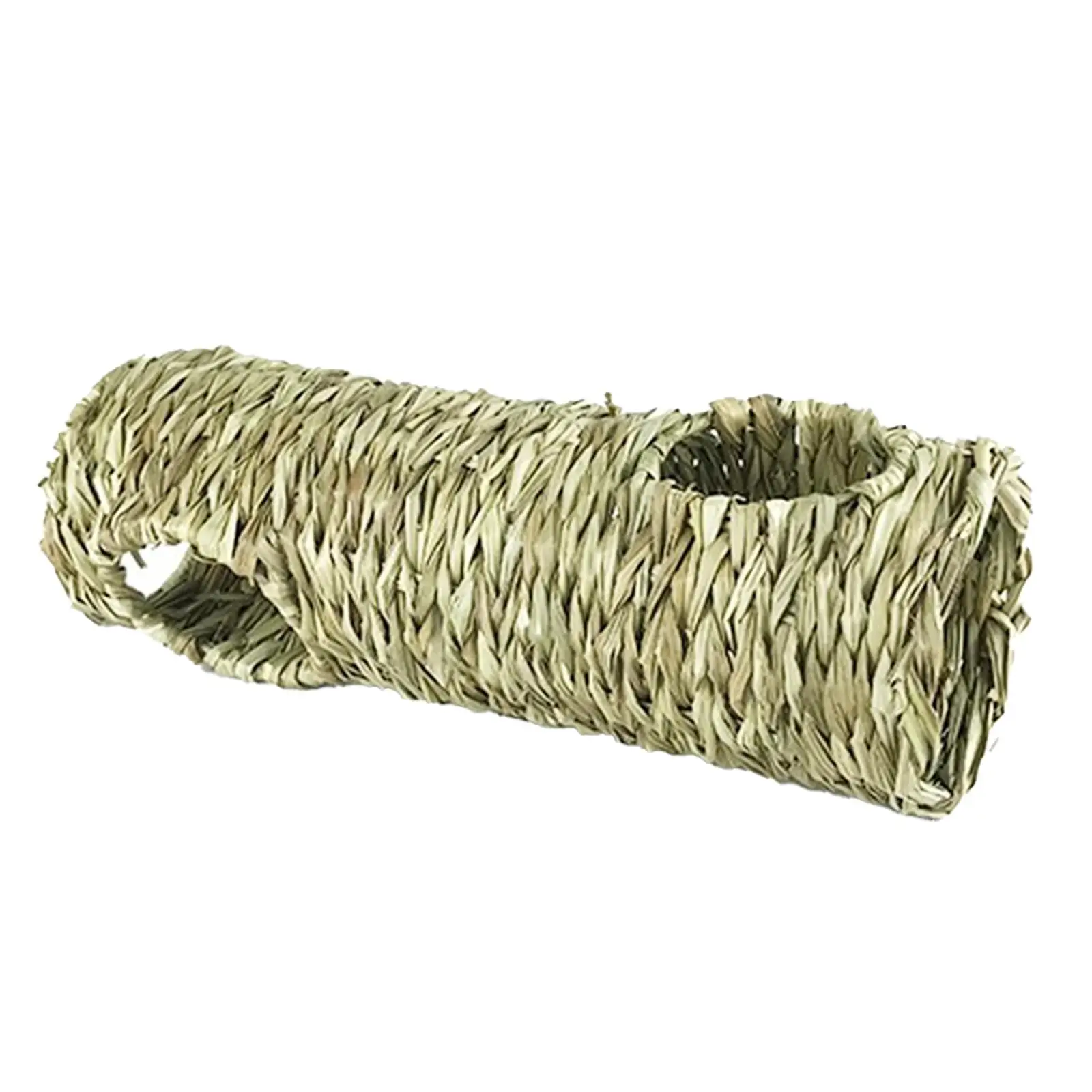 Hamster Grass Tunnel Toy Straw Tunnel Hut Lay Hay Bed Cottage Durable Rabbit Tunnel Tube Interactive Toy for Bunny Canary