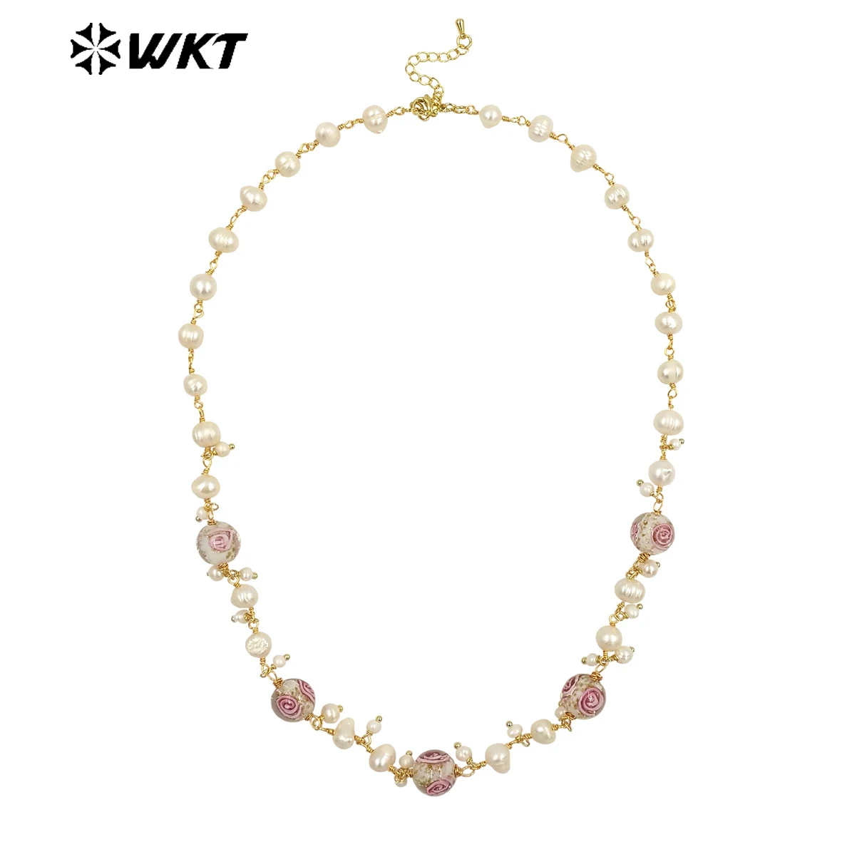 

WT-JN239 Gorgeous very Beautiful Spring hot Pearl Necklace handmade rosary pearl beads flower beads necklace with charm 1PC