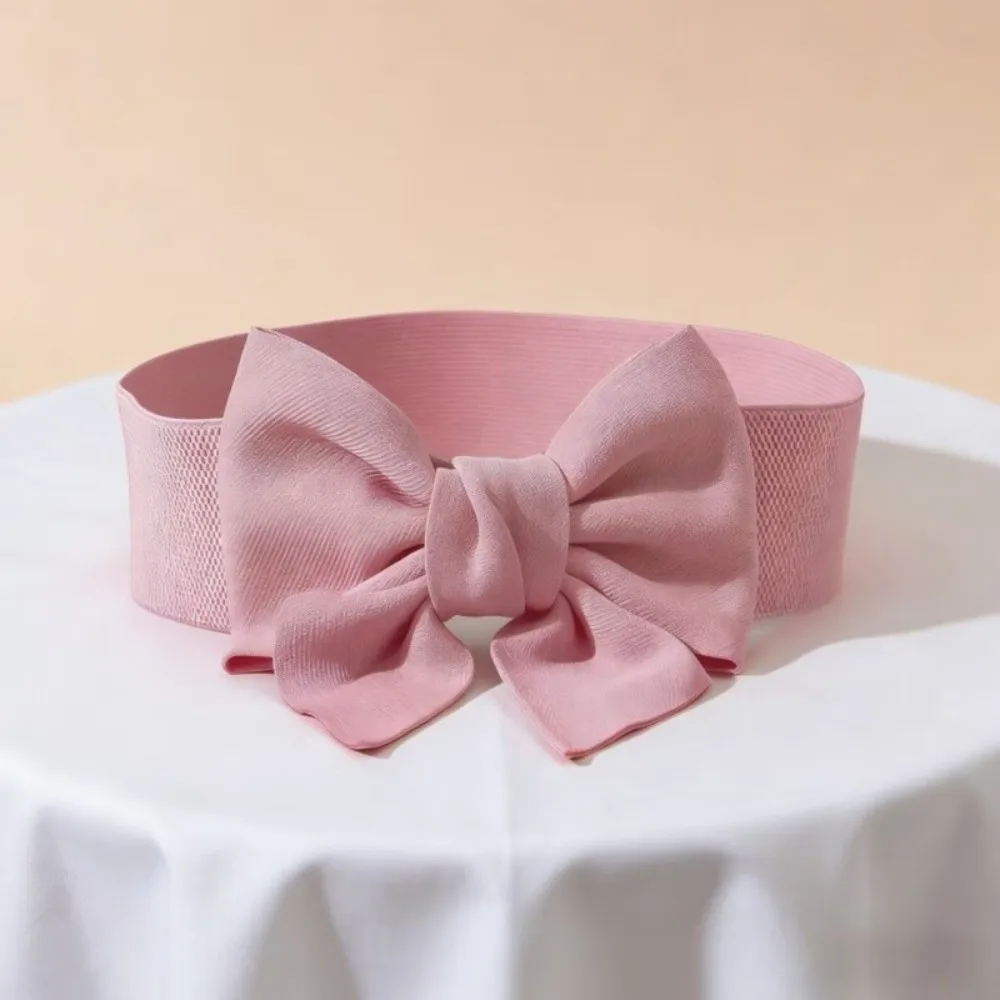 Elegant Bowknot Waist Straps Wide Elastic Waistband Solid Color Adjustable Waist Belt For Dress Decorate Clothes Accessories