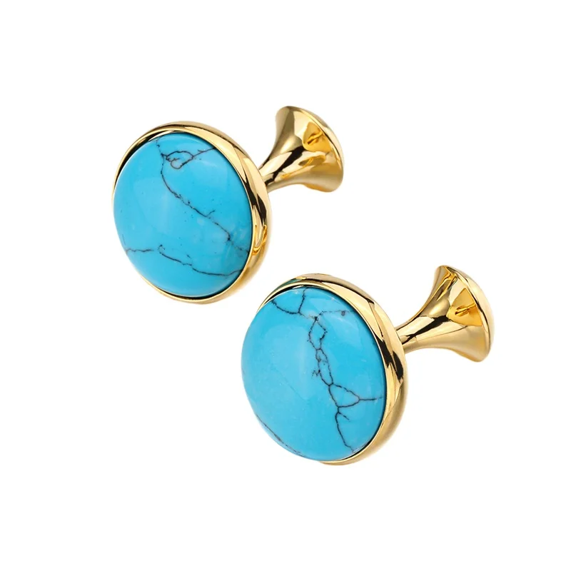 French cufflinks, gemstone sleeve studs, men's turquoise, European and American style, elegant French style