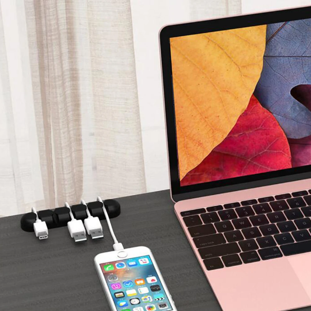 

Silicone Cable Clips Black Cable Organizer For Cord Management Wire Storage Plug Holder Desk Car Home Use