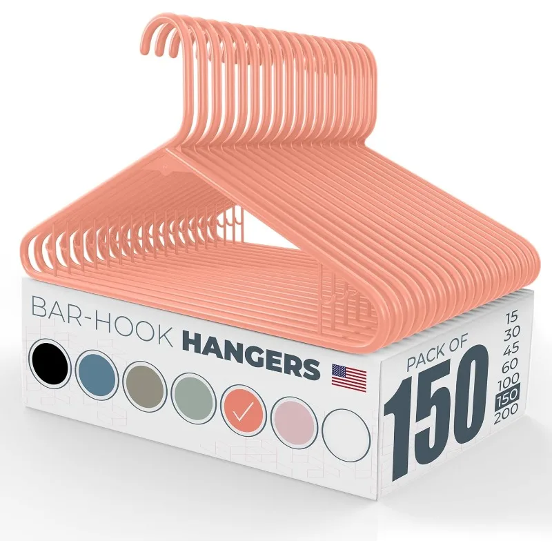 

150pk Made in USA Strong Plastic Clothes Hangers Bulk | 20 30 50 100 Pack Available | Laundry Clothes Hanger | Coat Hangers