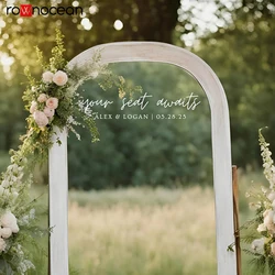 Your Seat Awaits Wedding Mirror Decal | We're so glad you're here Sign Wedding Reception - Vinyl - Seating Chart 4D22