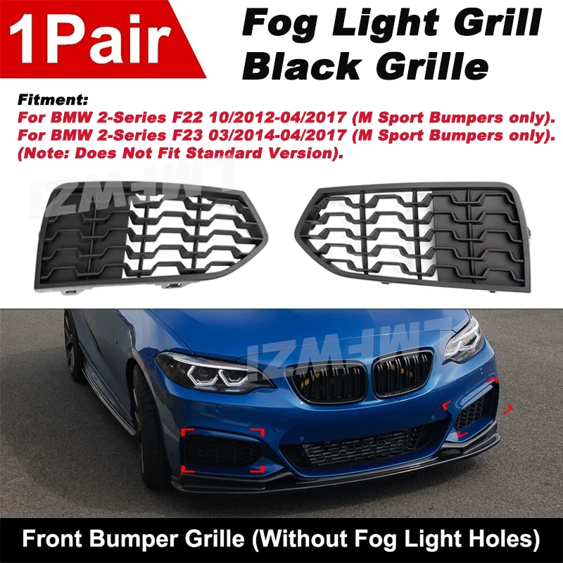 

Bumpers Front Bumper Fog Light Grill Black Grille For BMW 2-Series F22 F23 M Sport 2012-2017