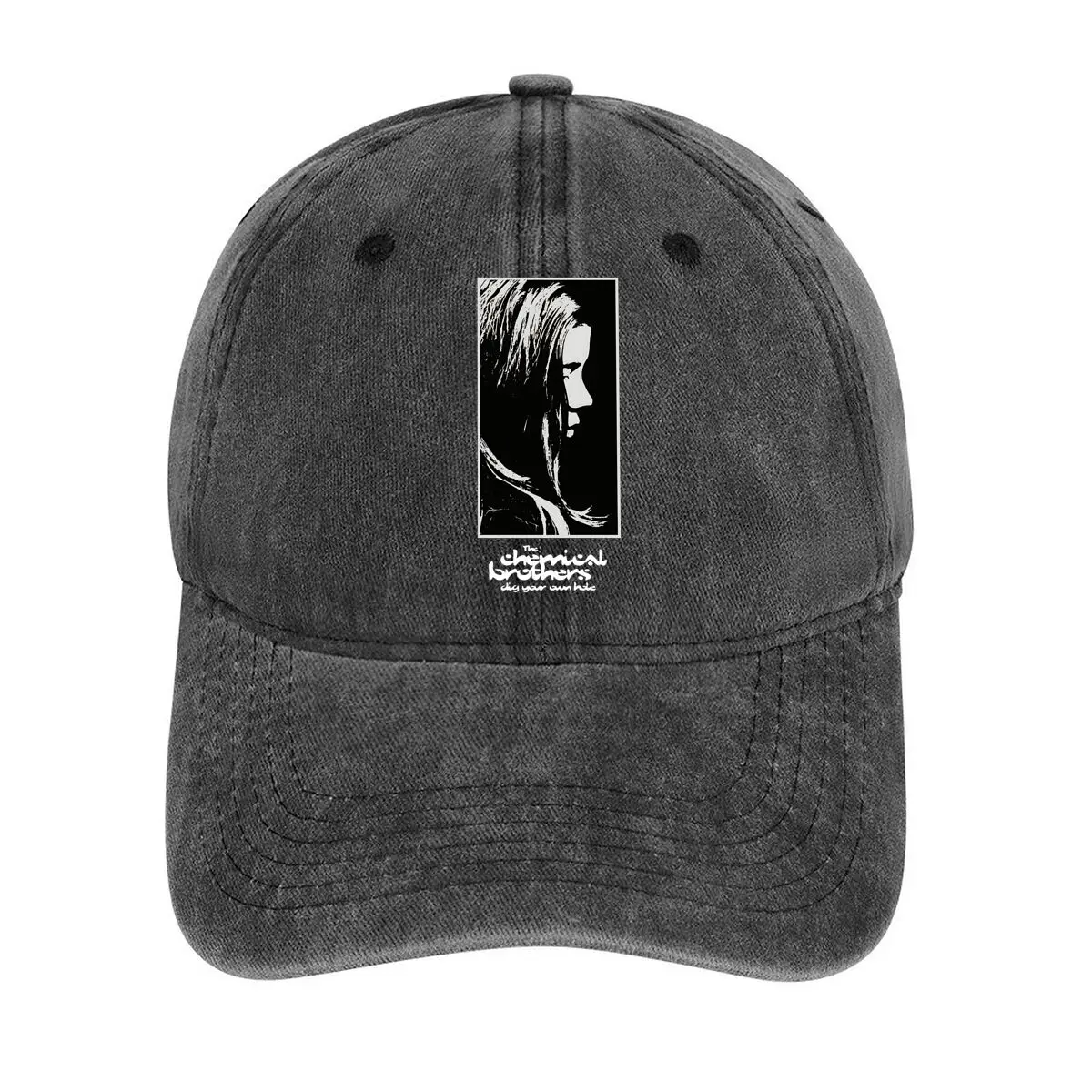 

Chemical Brothers band - related design with a black - and - white portrait Washed Baseball Cap