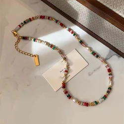 Mixed Color Freshwater Pearl And Natural Stone Bracelet - Summer Dopamine Necklace With Beautiful Shoushan Stone And Agate