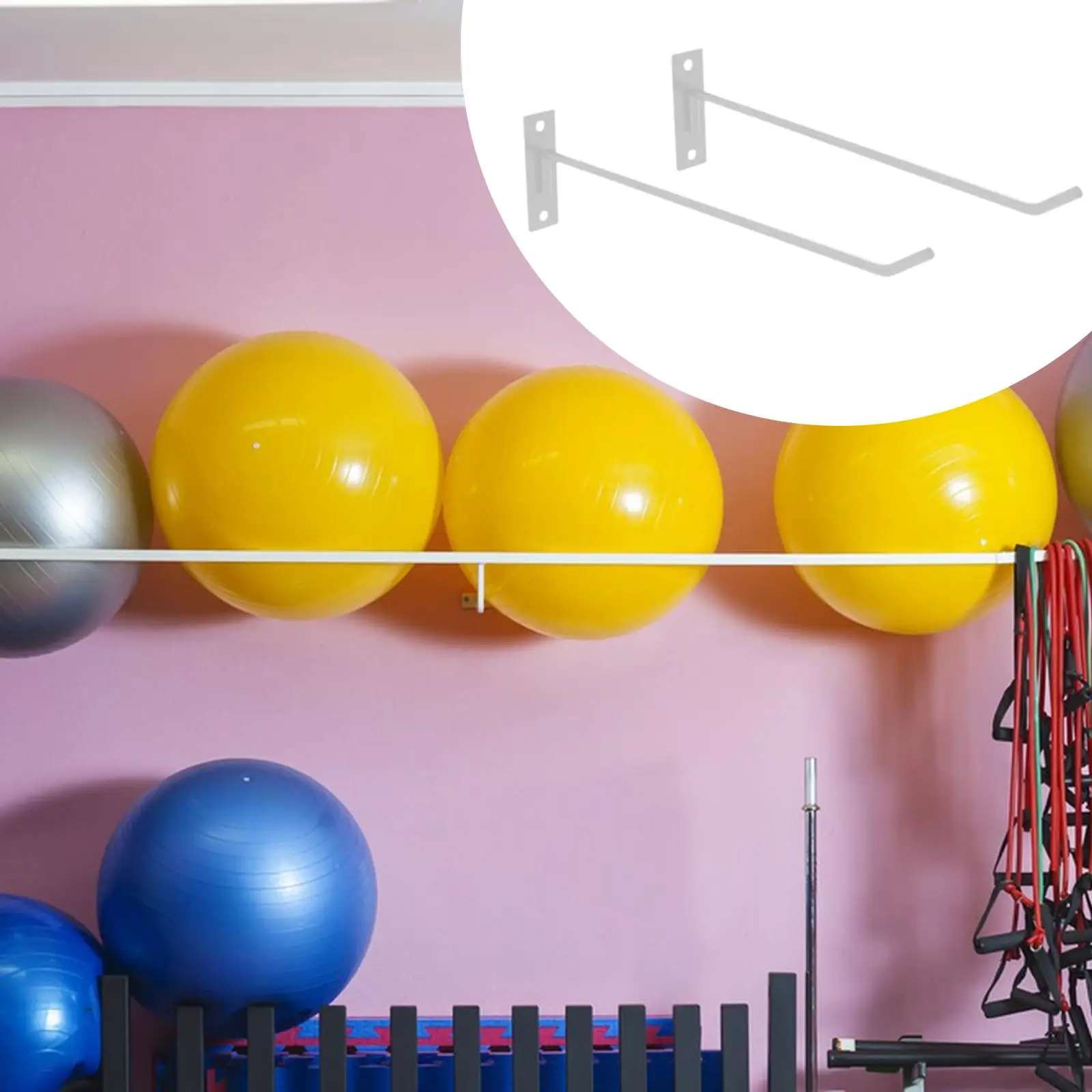 2-teiliger Übungsballhalter, Eisen, vielseitig, Ausstellungsständer, Organizer, Aufbewahrungsregal für Block, Fitnessstudio, Garage, Aufbewahrung, Barre Ball