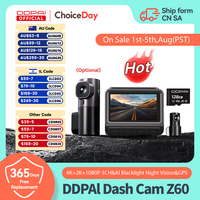 DDPAI Dash Cam Z60 3CH Support Rear and Interior Dash Cam With GPS 5GHz WiFi ADAS NightVISion Dash Camera 24H Parking Monitor