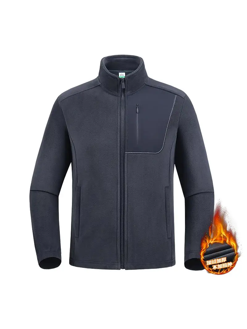 

Men's Fce Lined Thiened Fce Jaet Autumn Winter Outdoor Sports Warm Stand Fit Zipper Closure Long Sve Jaet