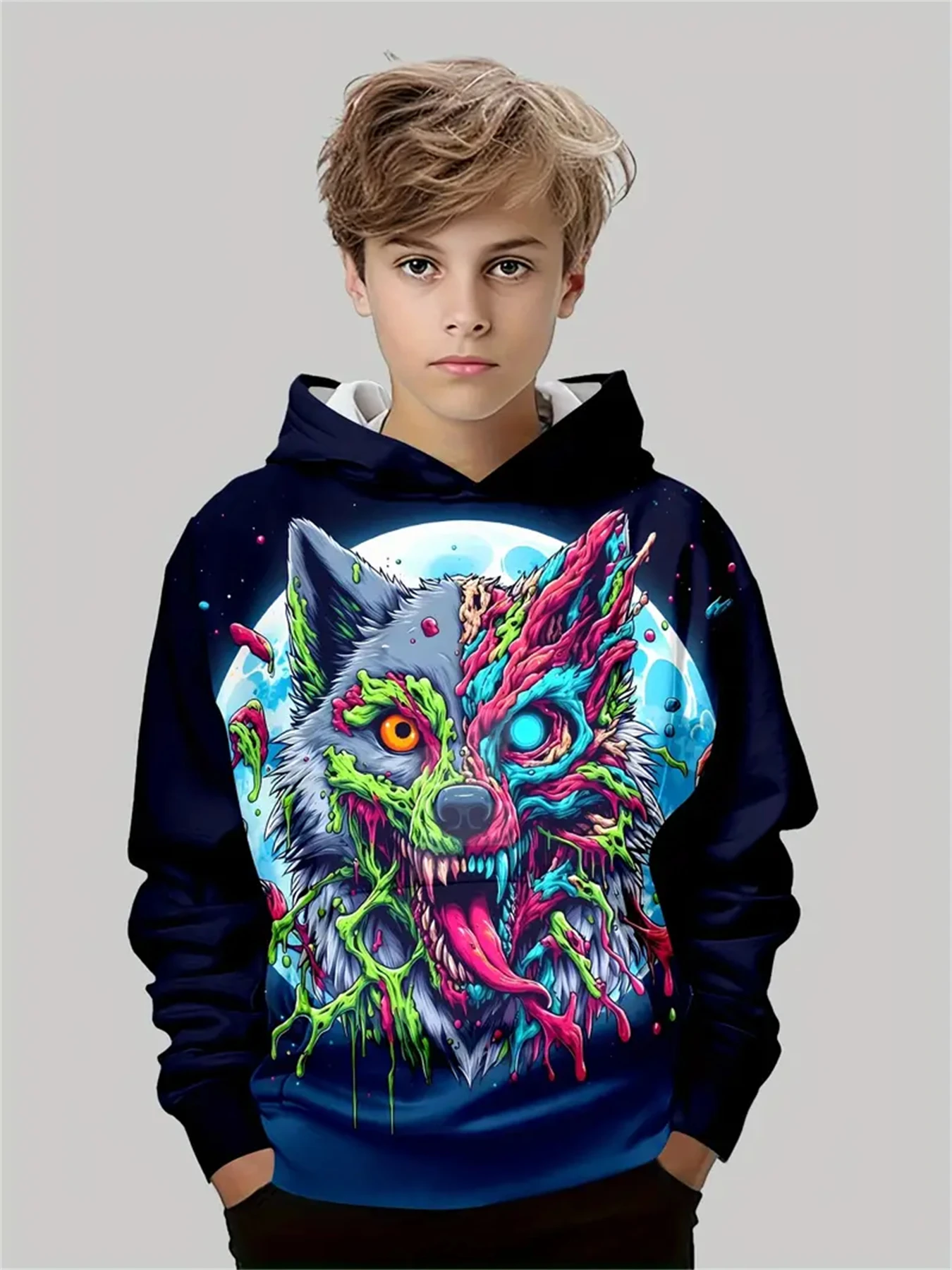 Child Sweatshirt Boys' Fashion Motocross Racing 3D Printed Casual Hoodie Long Sleeve Polyester Sport Tops Pullover Kids Clothes