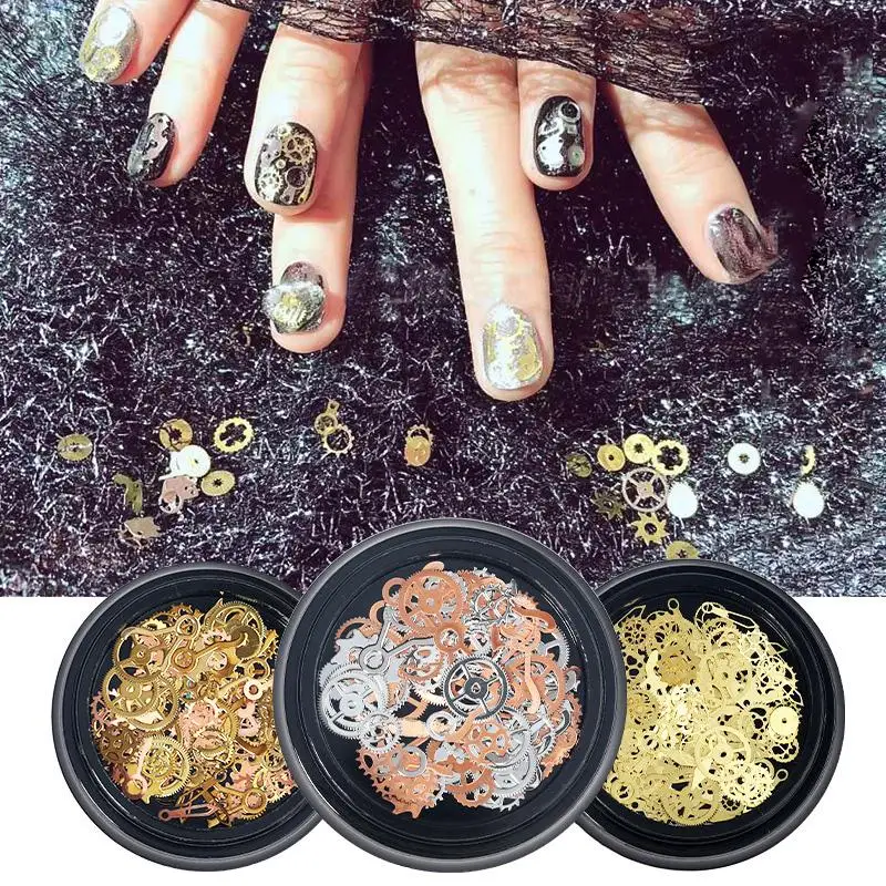 1 Pudełko 3D DIY Steampunk Mechaniczne Elementy Koło Zębate Ozdoby do Paznokci