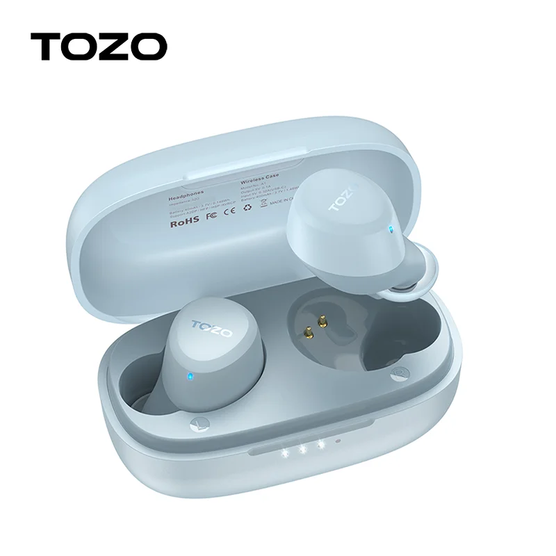 Słuchawki Bluetooth TOZO A1, bezprzewodowe słuchawki douszne Dźwięk zanurzeniowy Słuchawki do połączeń na duże odległości Ultralekkie, czarne