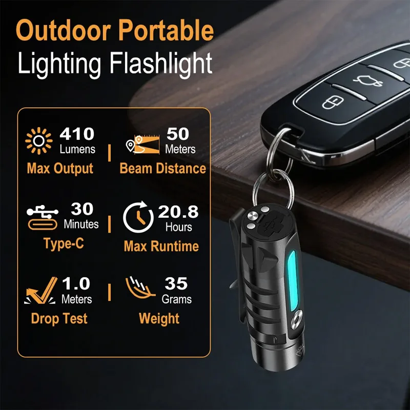 

Mini Portable Keychain Light Waterproof Aluminum Alloy High Light Flashlight Main Side Light Switchable Rechargeable Flashlight
