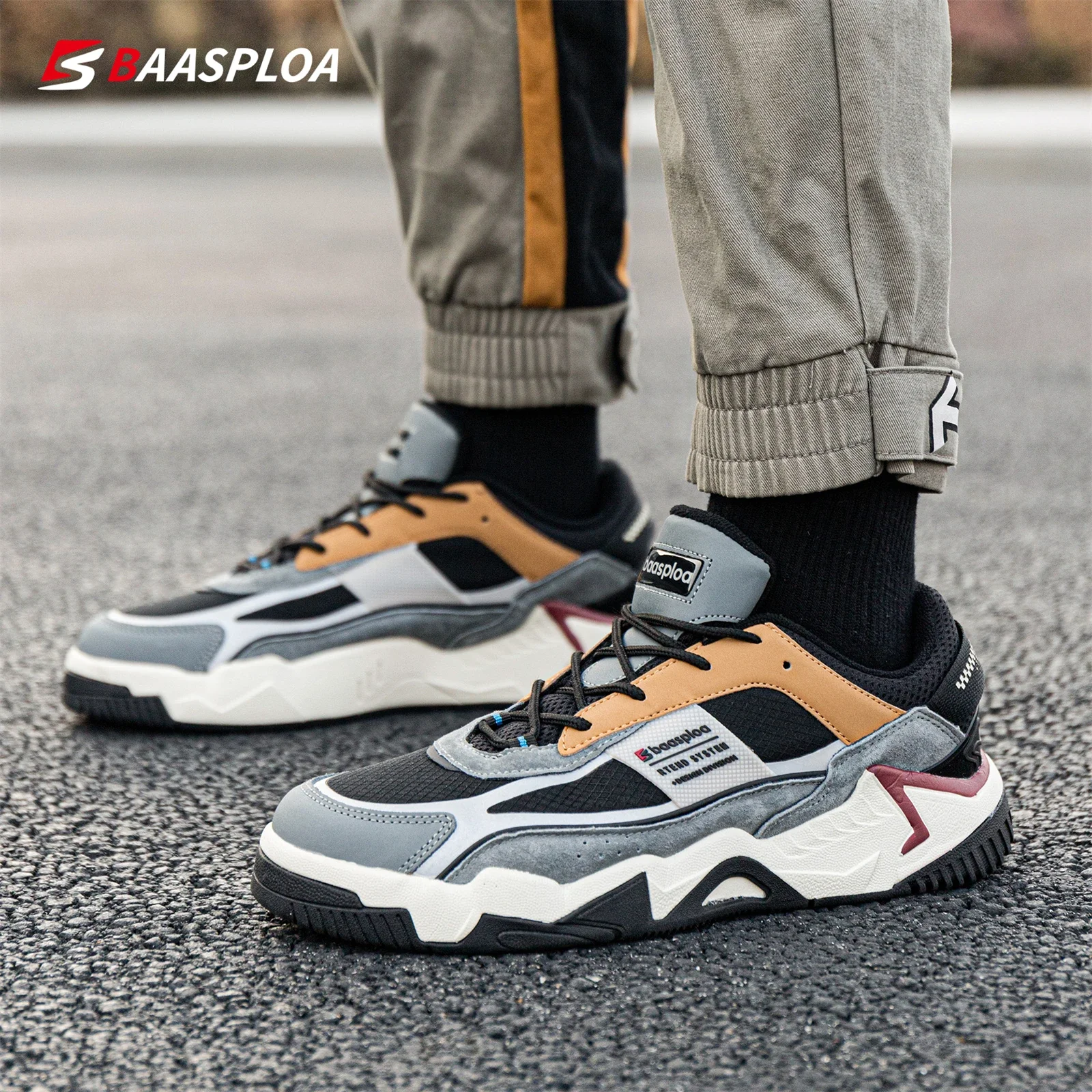 Baasploa New Men's Shoes Outdoors Walking Sneakers Waterproof Shoes Comfort Tenis for Men Non-Slip