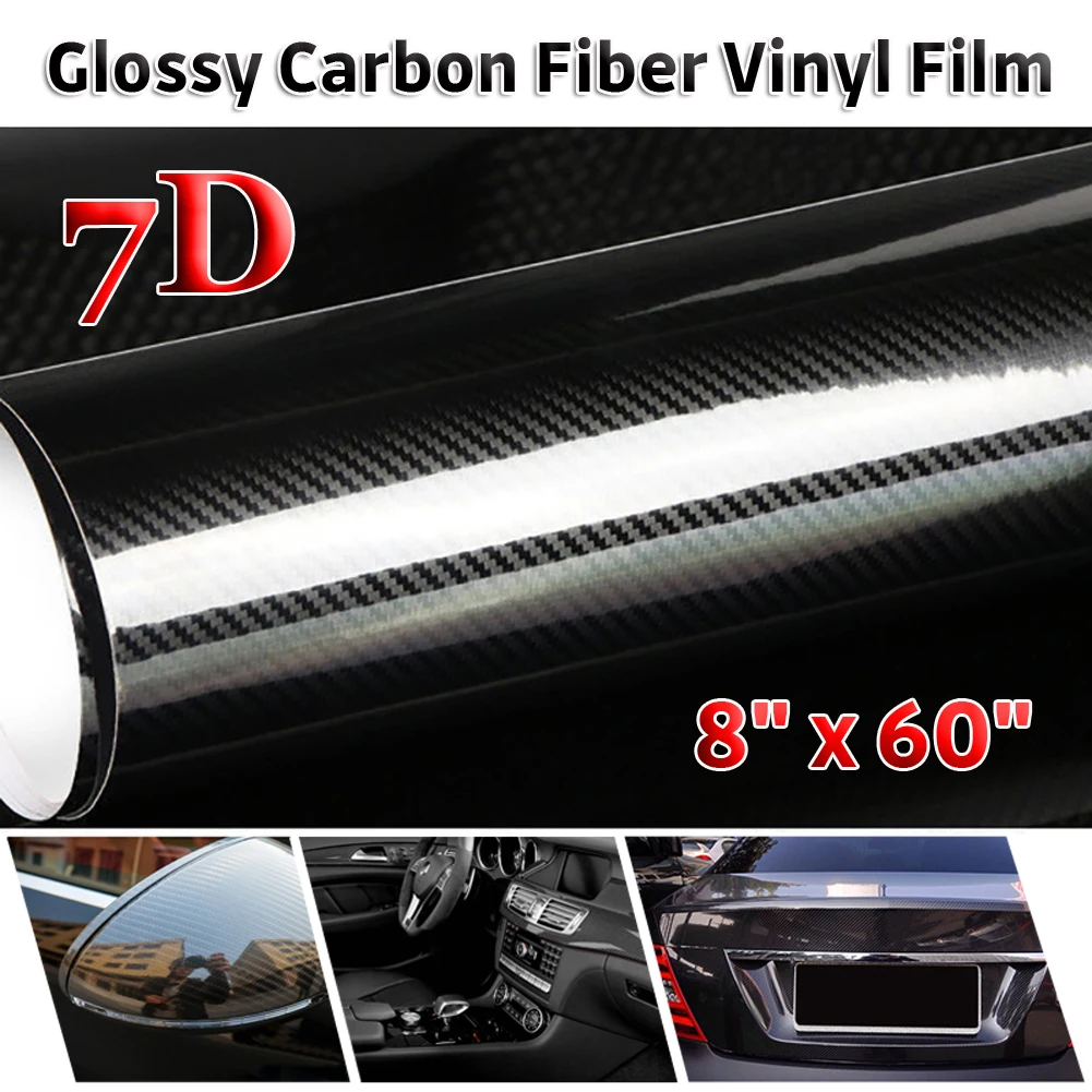 New 7D Glossy Carbon Fiber Vinyl Film Car Wrap Stickers Auto Decal Paper Motorcycle Automobiles Car Sticker Decals Accessories