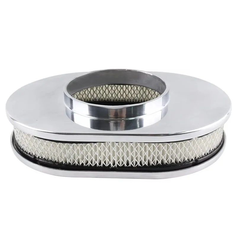 

Car 12 Inch Ellipse Air Cleaner Aluminum Oval Full Finned Air Filter For For Ford Hot Rod, Rat Rod, Muscle Car