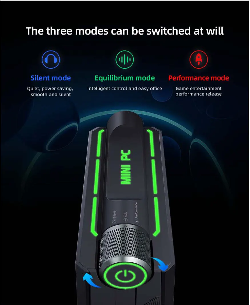 CYX AMD R9 6900HX 8C16T كمبيوتر صغير للألعاب سطح المكتب ثلاثة أوضاع عرض ثلاثي مزدوج DDR5 16GB 32GB SSD 512GB Win11 Ubuntu Mini PC