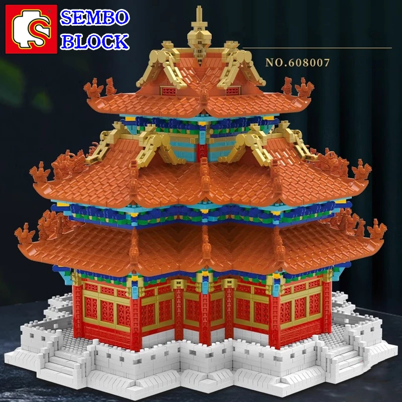 SEMBO Corner Building Blocks China Forbidden City Model Series Large Size Ornaments Kawaii Assembly  Birthday Gift