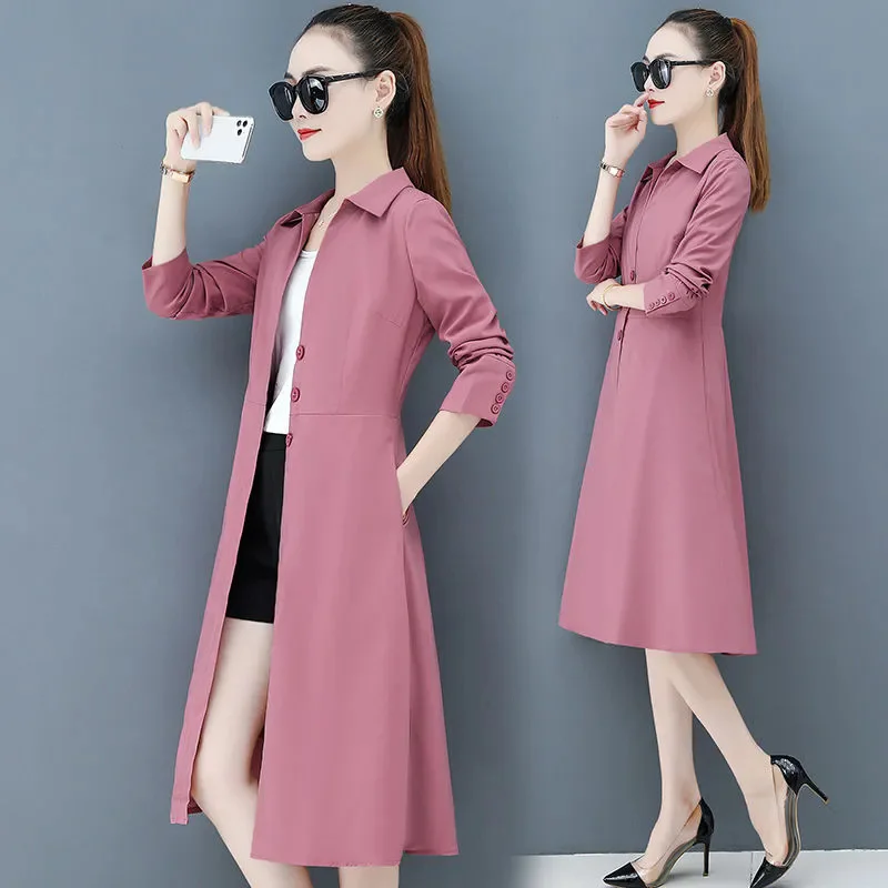 2024 Thin Windbreaker Dress, Women's Mid Length, 2024 Spring And Autumn New Splicing Elegant, Slim Fit, Long Waist Jacket Female