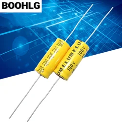 5PCS ELUM 100v 40uf 100uf audio frequency division axial NP non-polar electrolytic capacitor 100v 47uf 68uf 13X26mm